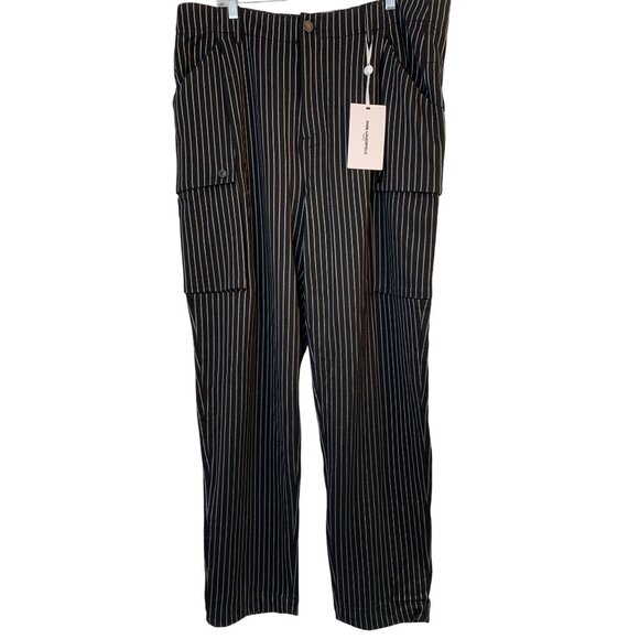 Mens Karl Lagerfeld Black Pinstripe Dress Utility Pants Size 38 NWT RZ10403 $350 - Picture 2 of 16